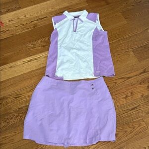Izod Golf Skort and Top Lavender and White Sleeveless Top and Skort Set